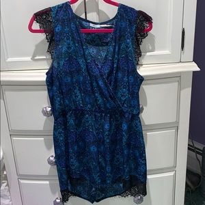 Surplice Romper W/ Lace Detail